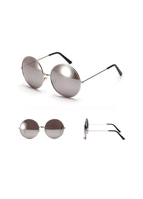 oversized round mirror sunglasses.